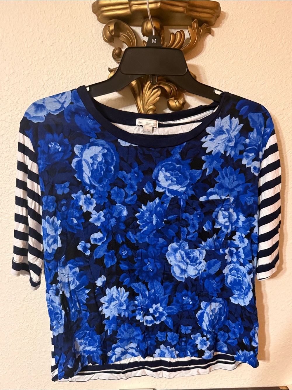GAP Blue Floral & Navy Stripe Short Sleeve Tee
